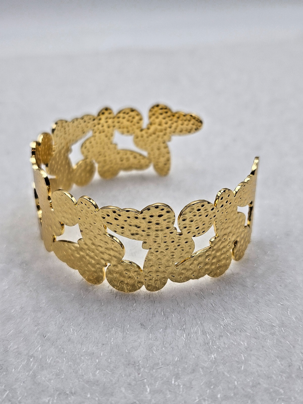 18K Gold Plated Stainless Steel Butterfly Bracelet - Women’s Open Cuff Bangle5