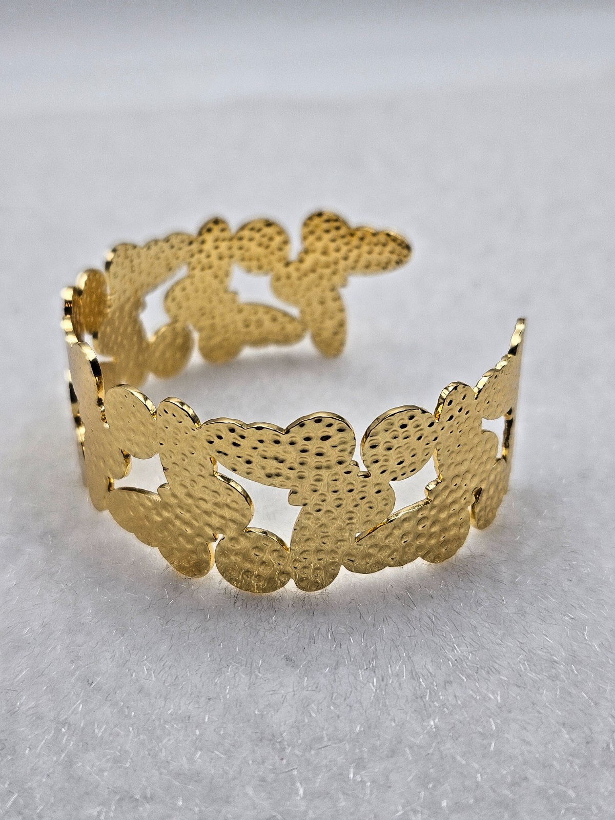 18K Gold Plated Stainless Steel Butterfly Bracelet - Women’s Open Cuff Bangle5