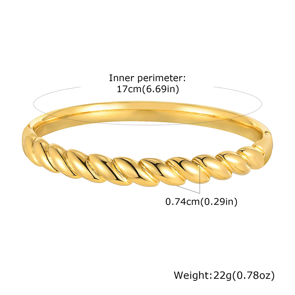 18K Gold Plated Stainless Steel Twist Bangle Bracelet for Women – Elegant Cuff5