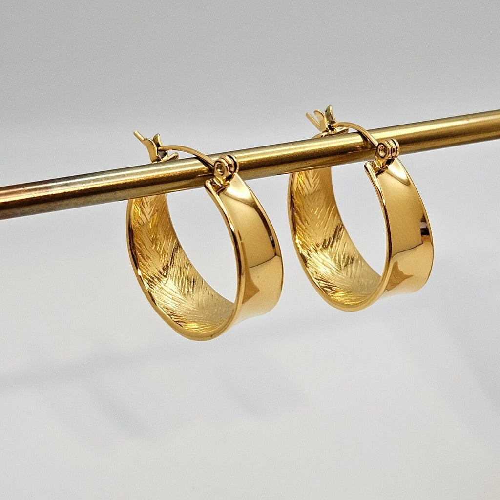 18K Gold Plated Stainless Steel Hoop Earrings Wide Polished Hypoallergenic5