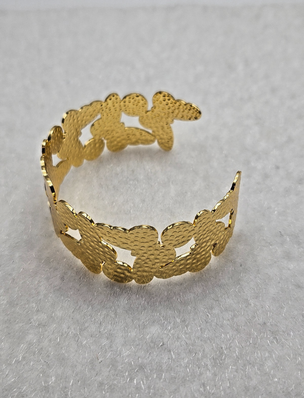 18K Gold Plated Stainless Steel Butterfly Bracelet - Women’s Open Cuff Bangle4