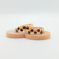 18K Gold Plated Emerald Cut Hoop Earrings with Black Cubic Zirconia0