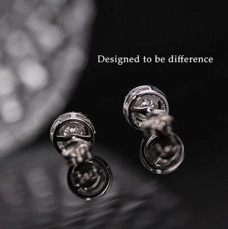 18k Gold Plated Sterling Silver Moissanite Halo Stud Earrings3