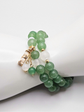 Double Wrap Green Aventurine Natural Stone Beaded Bracelet with Bamboo Charms0