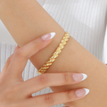 18K Gold Plated Stainless Steel Twist Bangle Bracelet for Women – Elegant Cuff0