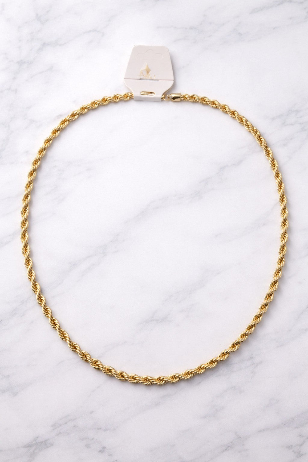 18K Gold Plated Twisted Rope Chain Necklace for men 24"4