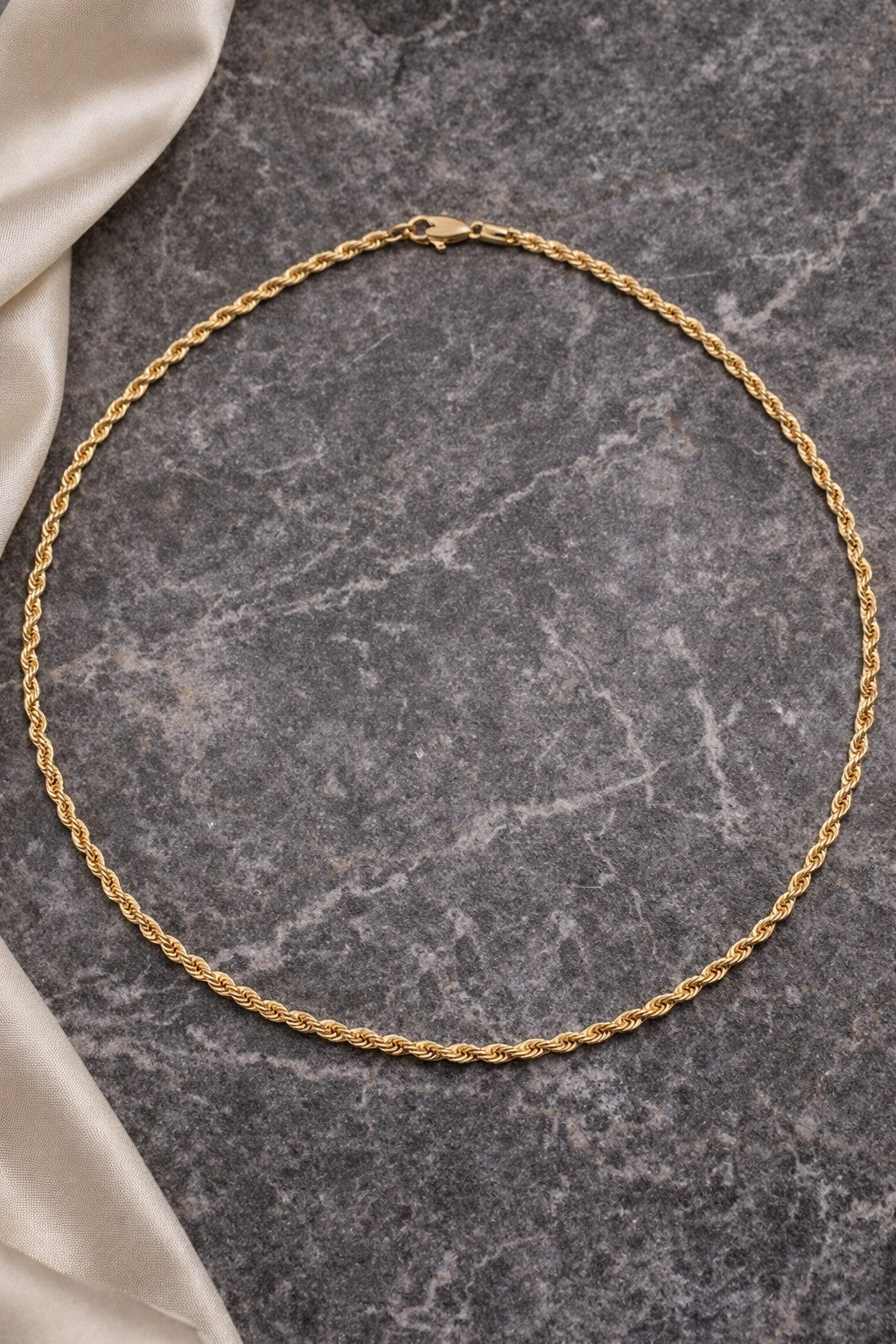 Men’s 18K Gold Plated Rope Chain Necklace Brass 3mm x 50cm (20in)4