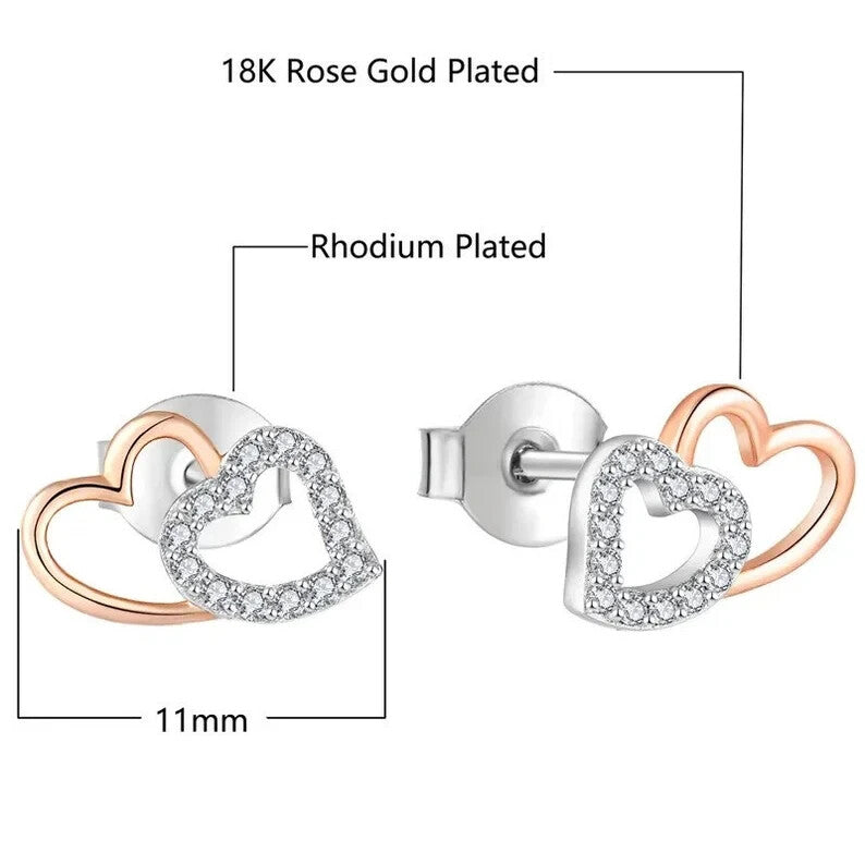 18k Rose Gold Plated Sterling Silver Cubic Zirconia Stud Earrings3