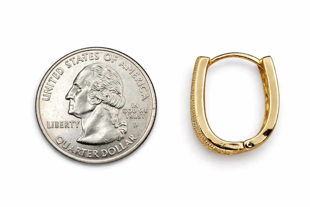 18K Gold Hoop U Shaped Earrings Cubic Zirconia2