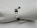 Dark Purple Acrylic Flower Bead Bracelet Faux Pearls 18K Gold Plated Jewelry0