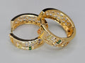 18K Gold Greek Key Hoop Earrings Multi Color Cubic Zirconia0