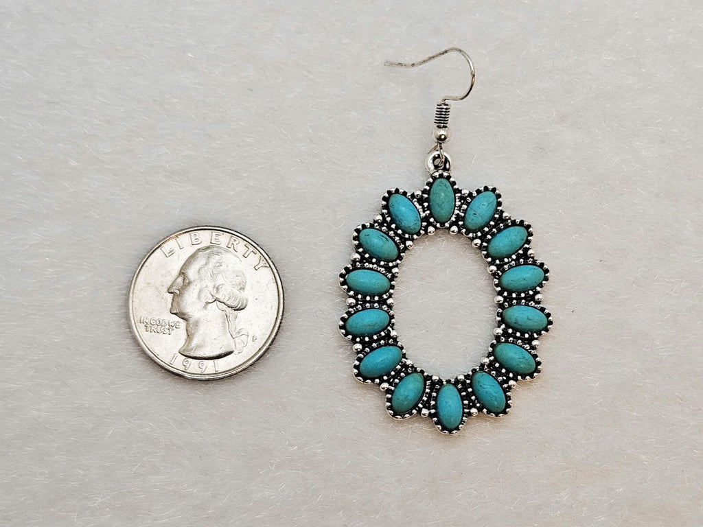 Silver Plated Vintage Turquoise Open Circle Drop Dangle Earring for Women3