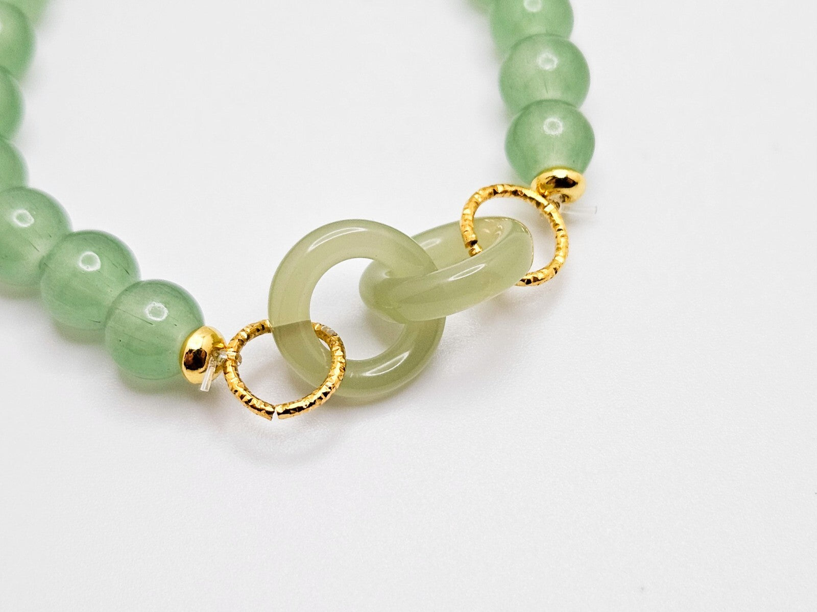 Jade Beaded Bracelet, Interlocking Circles Design, Adjustable Bracelet1