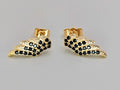 Beauty Angel Wing Stud Earrings 18k Gold with Black Cubic Zirconia0