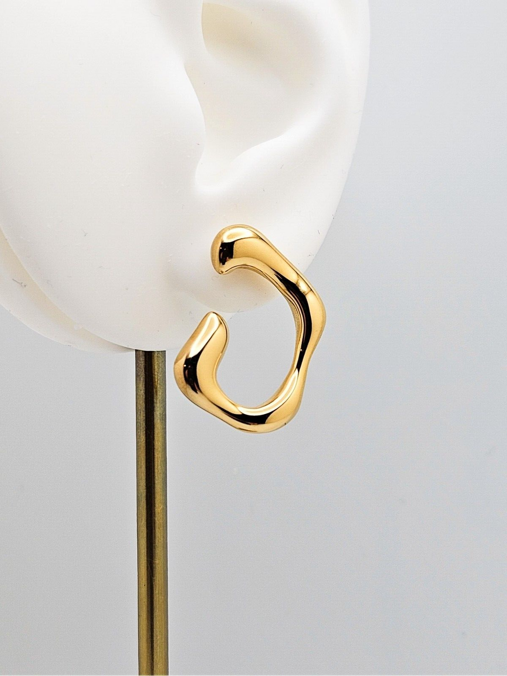 18K Gold Plated Stainless Steel Irregular Circles Earrings, Trendy Studs Jewelry3