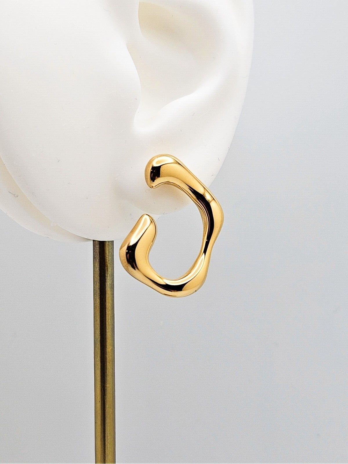 18K Gold Plated Stainless Steel Irregular Circles Earrings, Trendy Studs Jewelry3