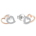18k Rose Gold Plated Sterling Silver Cubic Zirconia Stud Earrings0