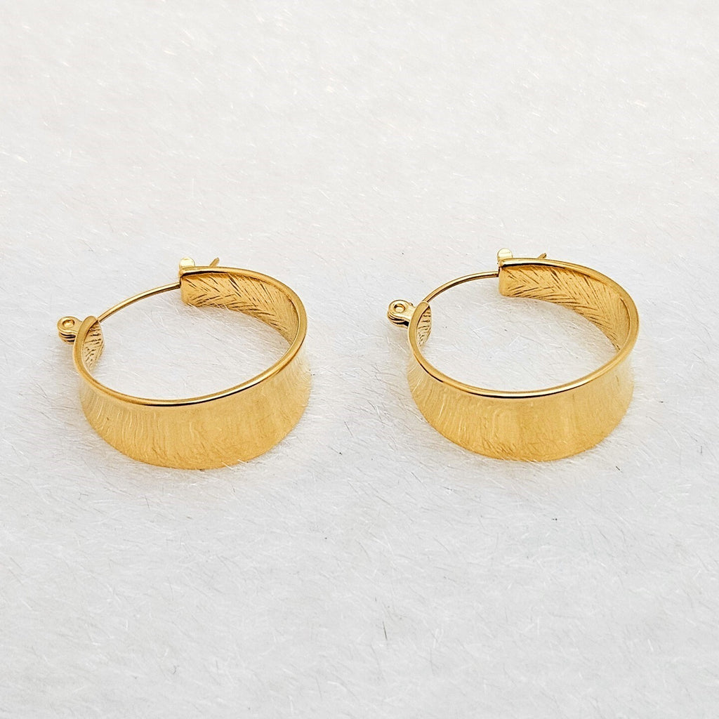 18K Gold Plated Stainless Steel Hoop Earrings Wide Polished Hypoallergenic3