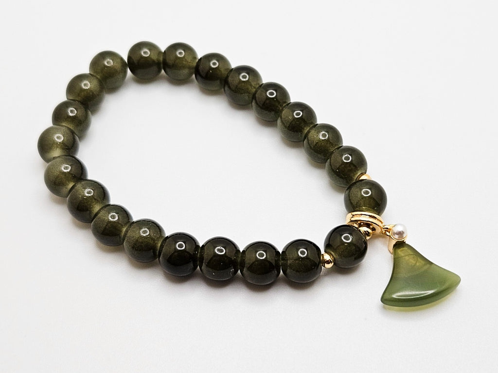 Jade Beaded Bracelets, Green Dangle Charm, For Women0