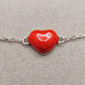 Red Enamel Heart, 925 Sterling Silver Women's Bracelet0