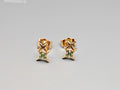 18K Gold Plated Star Stud Earrings, Double Star Earrings, Emerald Stud Earrings0