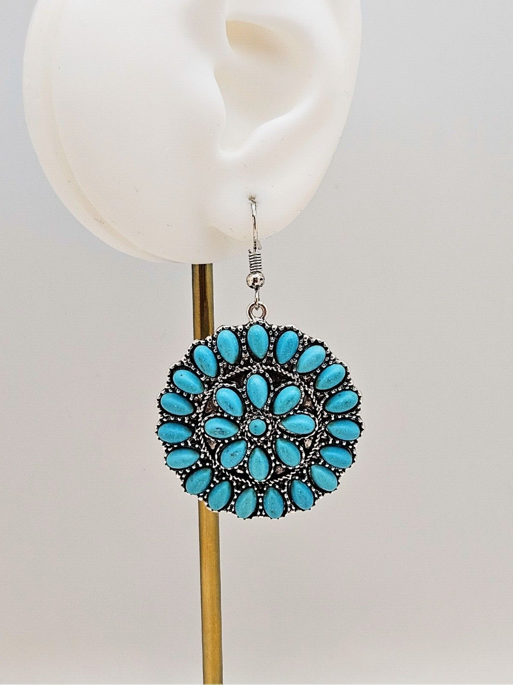 Silver Plated Turquoise Teardrop Earrings, Unique Bohemian Jewelry for Women4