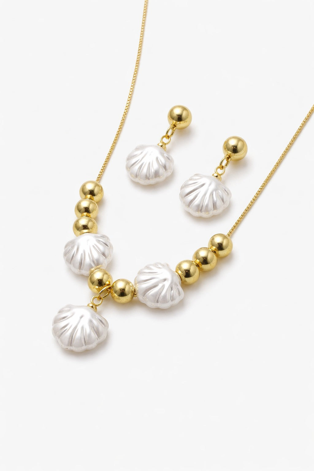 18K Gold Plated Seashell Jewelry Set – Adjustable Necklace & Earrings For Women4