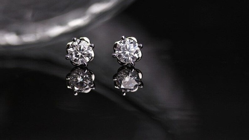 18k Gold Plating Sterling Silver Moissanite Rose Stud Earrings3