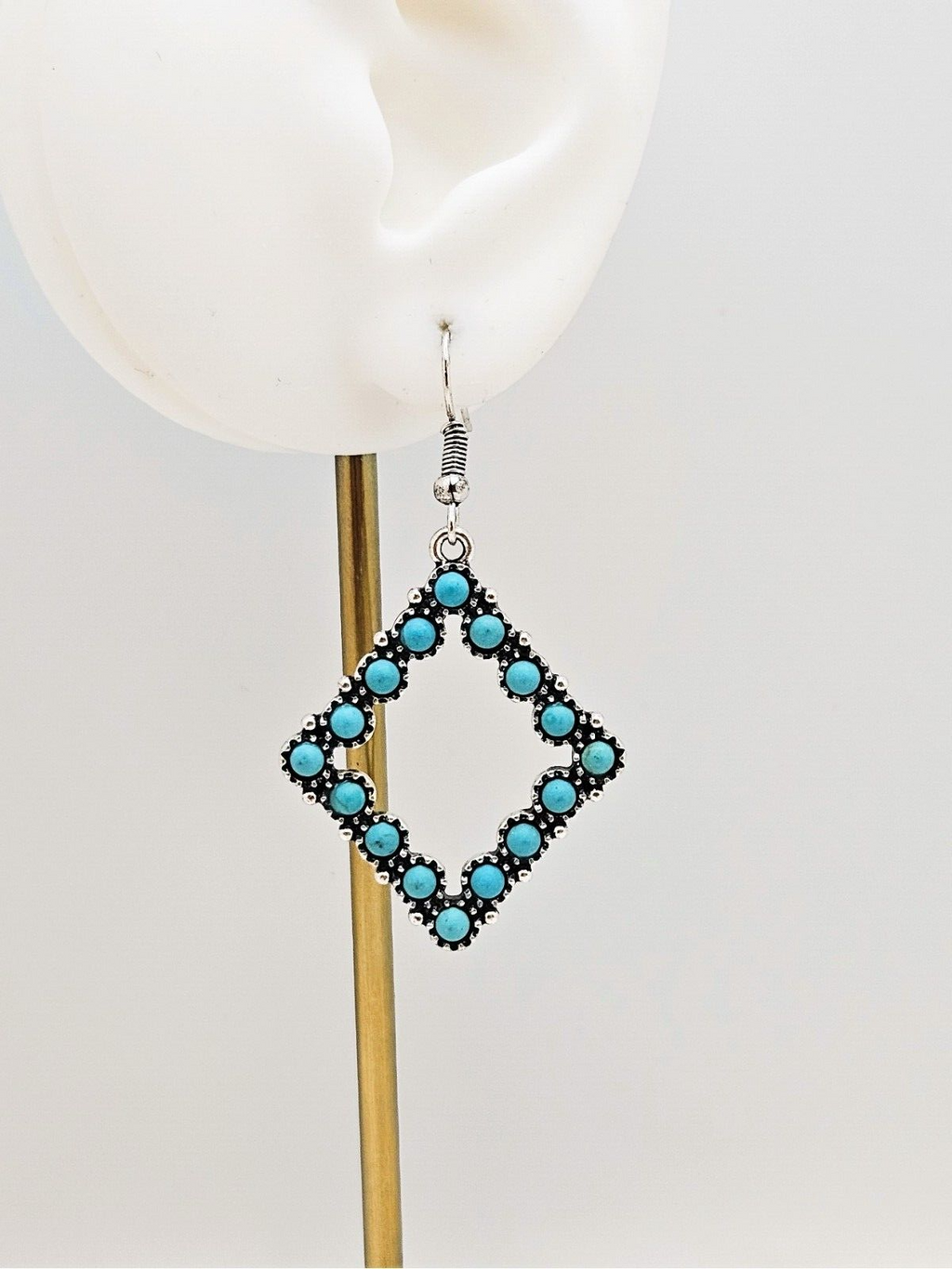 Silver Plated Drop Turquoise Earrings Statement Bohemian Jewelry for Women3