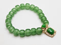 Jade Crystal Stone Beaded Bracelet with Zircon Square Dangle Charms0
