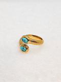 18K Gold Plated Open Turquoise Snake Rings, Adjustable Stainless Steel Jewelry0
