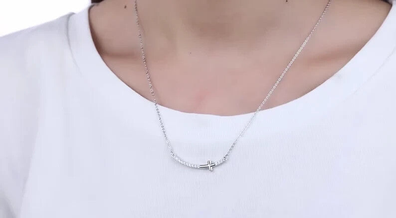 High Quality 925 Sterling Silver Cubic Zirconia Mini Cross Necklace6