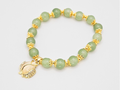 18K Gold Plated Jade Beaded Bracelet with flower charms, Gift for Women0