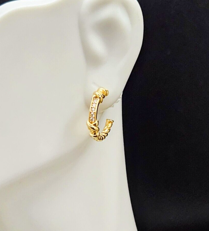 Huggie Hoop Earrings, 18k Gold Plated, 925 Sterling Silver, For Women And Girls 2