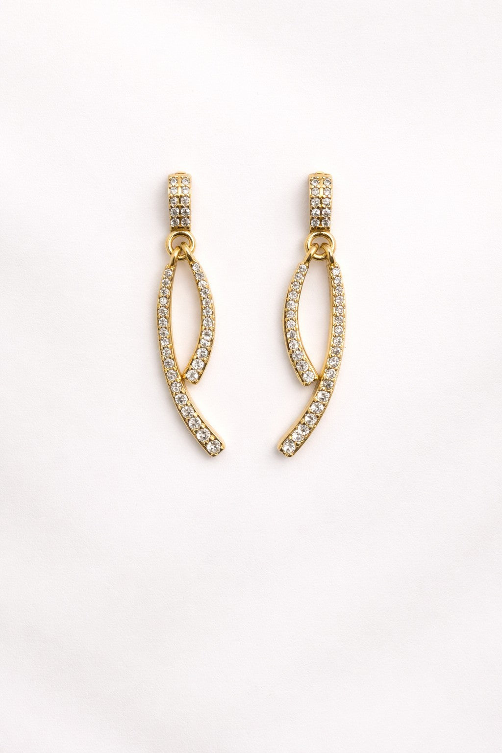 18K Gold Plated Brass CZ Necklace And Dangle Earrings Set Free Moving Design1