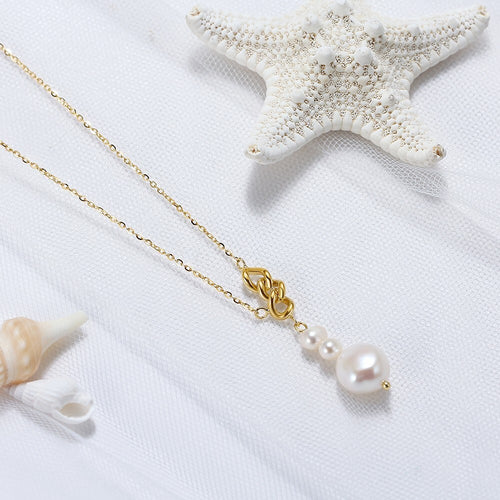 14K Gold Plated Baroque Freshwater Pearl Chain Necklace, Unique Jewelry0