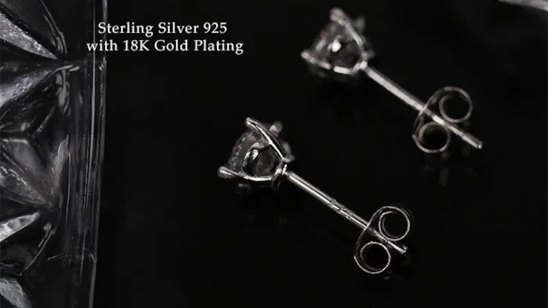 18k Gold Plating Sterling Silver Moissanite Rose Stud Earrings5