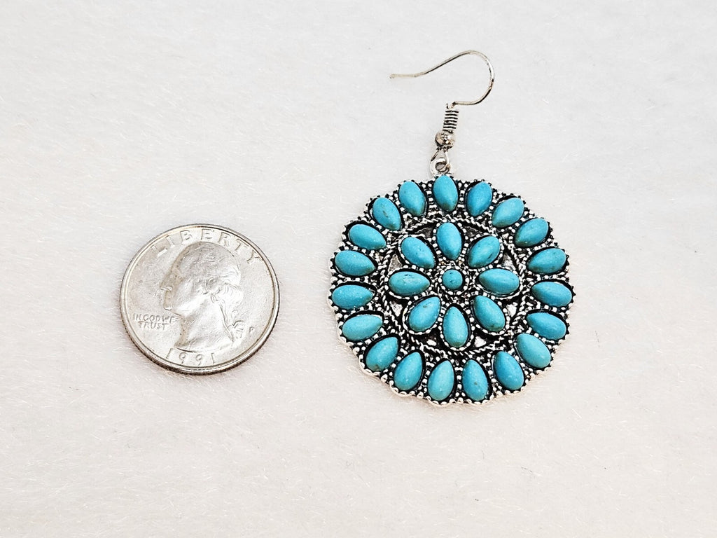 Silver Plated Turquoise Teardrop Earrings, Unique Bohemian Jewelry for Women3