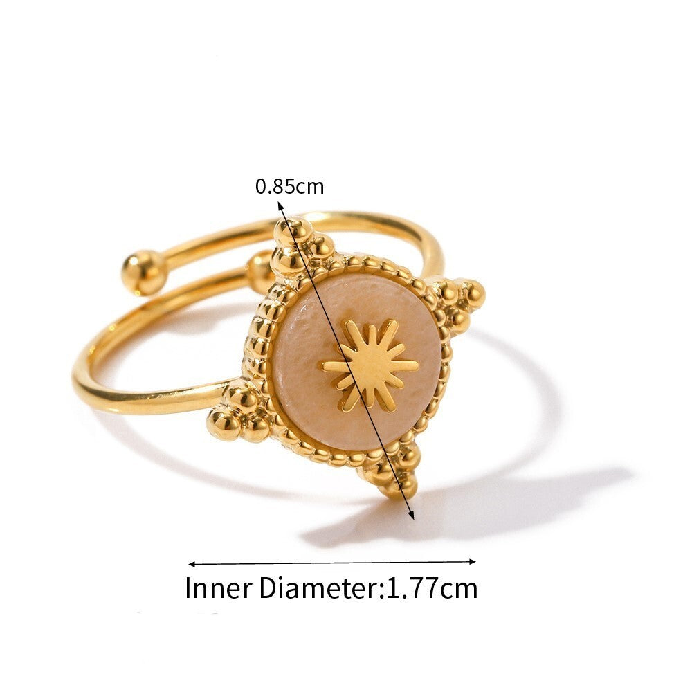 18K Gold Plated Stainless Steel Inlaid Starlight, Adjustable Open Ring1