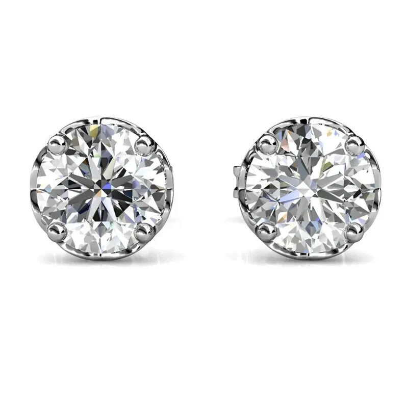 18k Gold Plated Sterling Silver Moissanite Round Stud Earrings7
