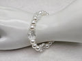 Faux Pearl Stretch Bracelet White Acrylic Flower Beads 18K Gold Plated Stainless0