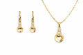 18K Gold Plated Jewelry Set CZ Necklace 18" and Dangle Earrings Gift Set0