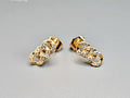 18K Gold Plated Brass Link Stud Earrings, Cubic Zirconia Studs, Gift for her0