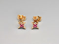 18K Gold Plated Star Stud Earrings, Double Star Earrings, Amethyst Stud Earrings0