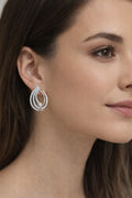 925 Sterling Silver CZ Hoop Stud Earrings Sparkly Cubic Zirconia Elegant 0