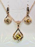 Necklace and Earring set 3 piece 18K Gold with Yellow and White Cubic Zirconias0
