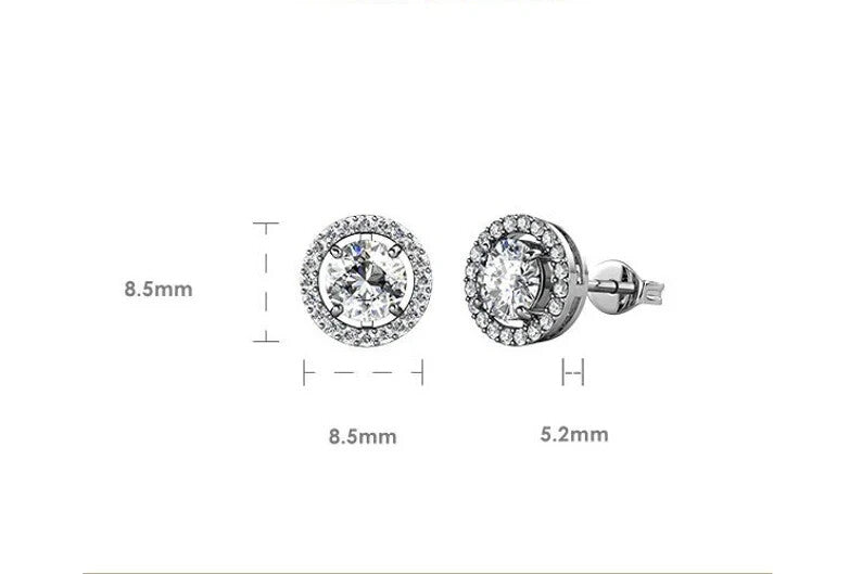 18k Gold Plated Sterling Silver Moissanite Halo Stud Earrings6