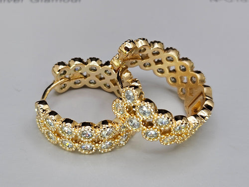 18K Gold Hoop Design Earrings Cubic Zirconia for Women0