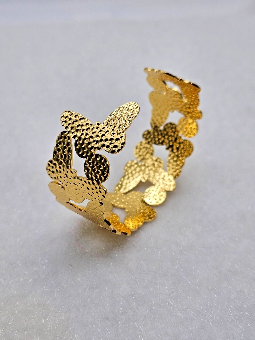 18K Gold Plated Stainless Steel Butterfly Bracelet - Women’s Open Cuff Bangle6