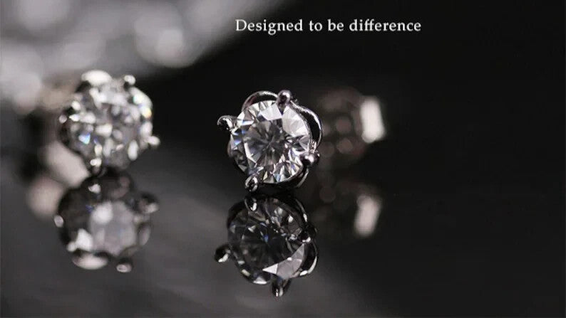 18k Gold Plating Sterling Silver Moissanite Rose Stud Earrings4